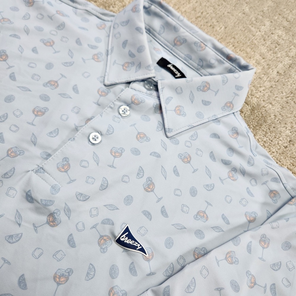 BREEZY Golf Polo Shirt Men Small AOP Drinking Open 2025 Staff Performance